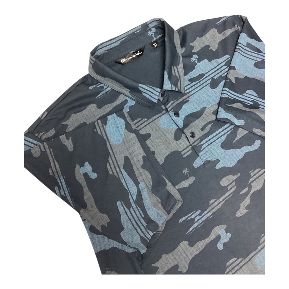 Travis Matthew Blue & Gray Camouflage Polo Shirt size 3XL